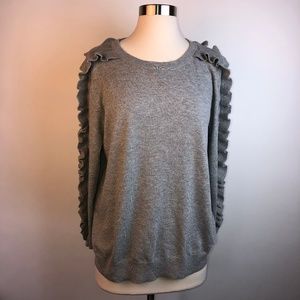 NWT Philosophy Women's Gray Ruffled Sweater Top
